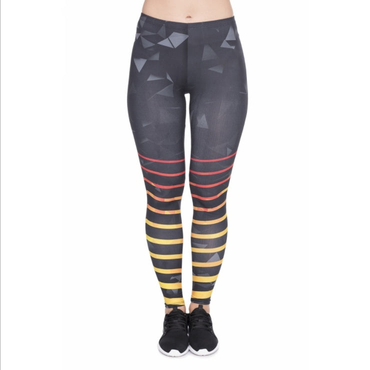 Striped printed Capris Yoga Leggings-Emporium Exclusive LLC  93-2909983