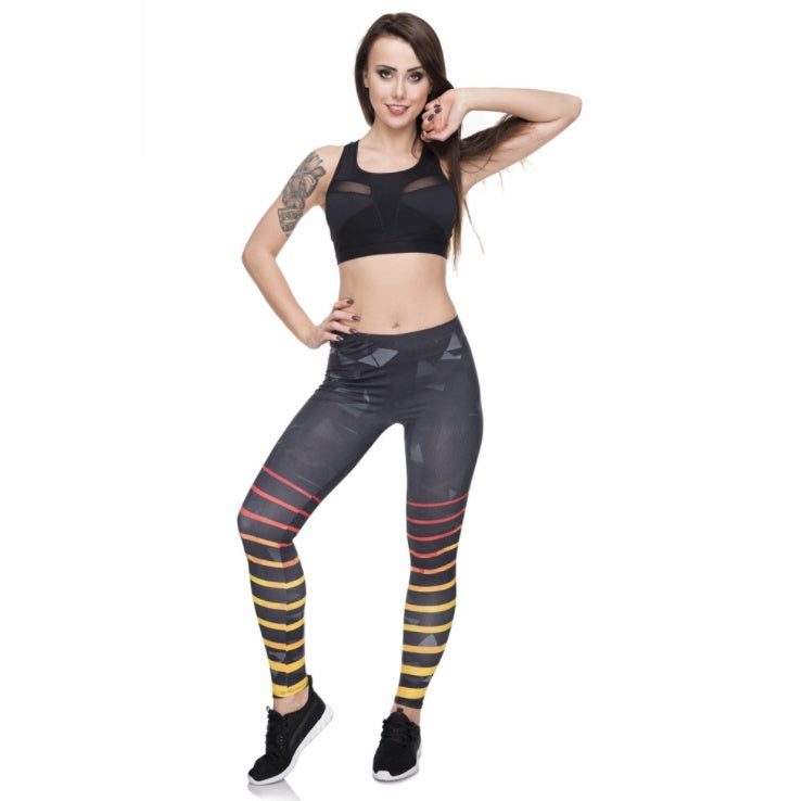 Striped printed Capris Yoga Leggings-Emporium Exclusive LLC  93-2909983
