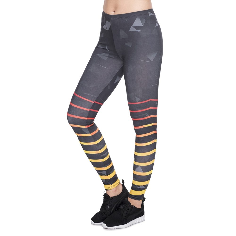 Striped printed Capris Yoga Leggings-Emporium Exclusive LLC  93-2909983