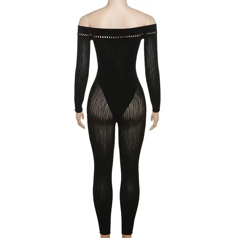 Twin Flame Off Shoulder Cutout Mesh Body Suit-Emporium Exclusive LLC 93-2909983
