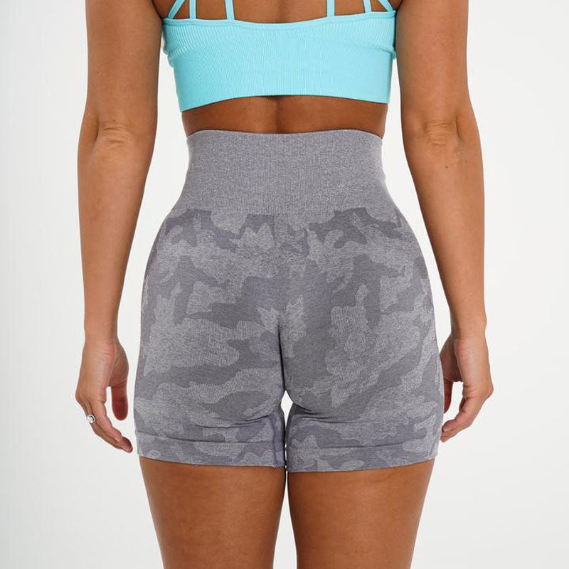 Women's Camo Jacquard Seamless Gym Shorts-Emporium Exclusive LLC 93-2909983