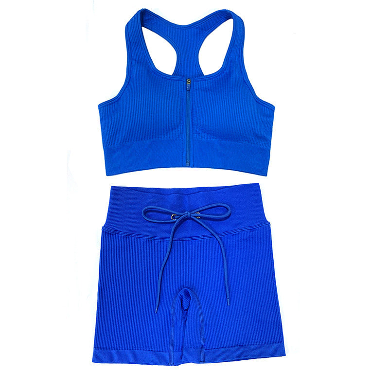 Tank Top Seamless Knit Fitness Sports Bra Shorts Yoga Wear Set-Emporium Exclusive LLC 93-2909983