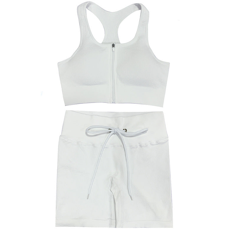 Tank Top Seamless Knit Fitness Sports Bra Shorts Yoga Wear Set-Emporium Exclusive LLC 93-2909983