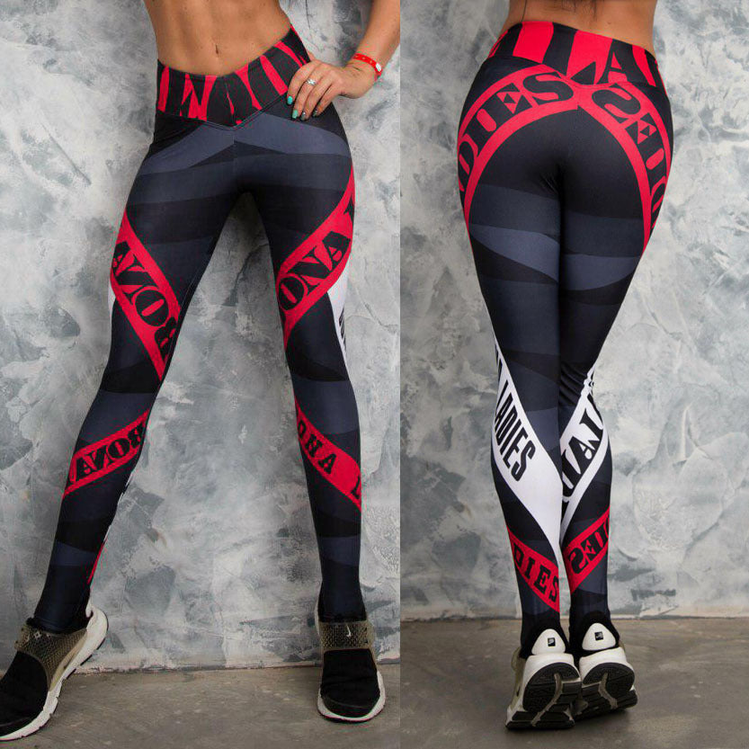 Alphabet print yoga leggings