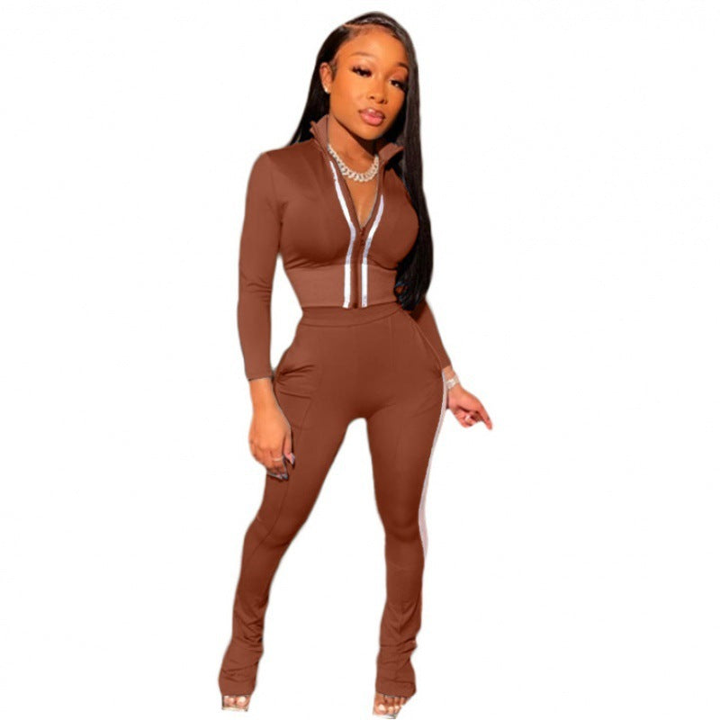 Casual Fashion Women's Wear Pocket Sports Two-piece Set