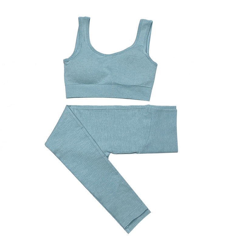 Seamless Shaping Sports Bra Quick Dry Strap Vest Yoga Wear Set