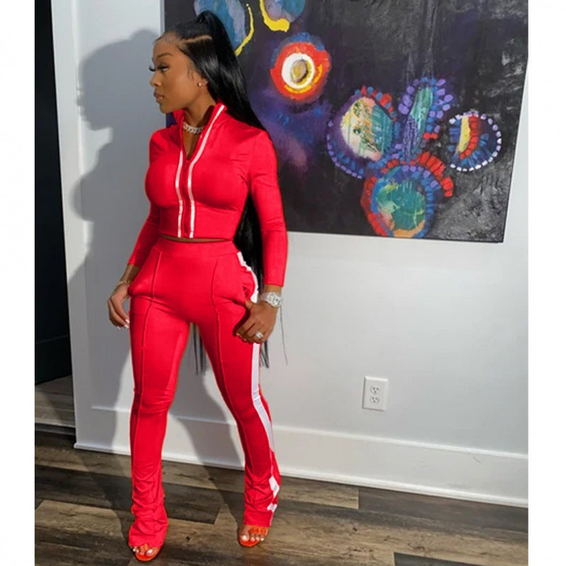 Casual Fashion Women's Wear Pocket Sports Two-piece Set