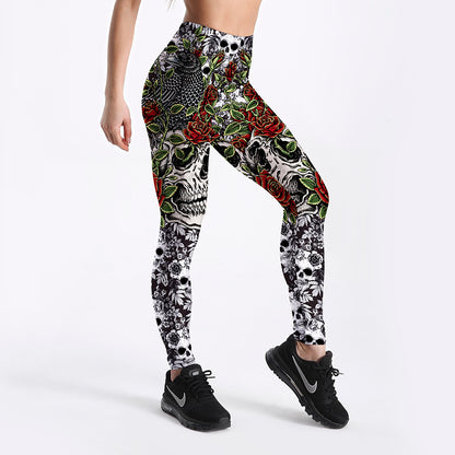 RosesSkulls YogaWorkout Leggings