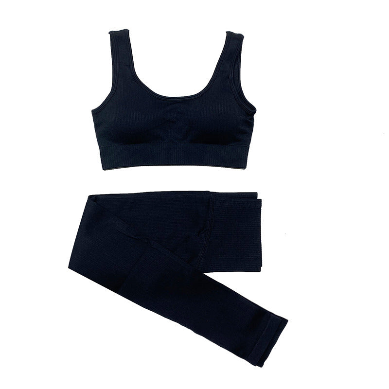 Seamless Shaping Sports Bra Quick Dry Strap Vest Yoga Wear Set