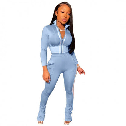 Casual Fashion Women's Wear Pocket Sports Two-piece Set