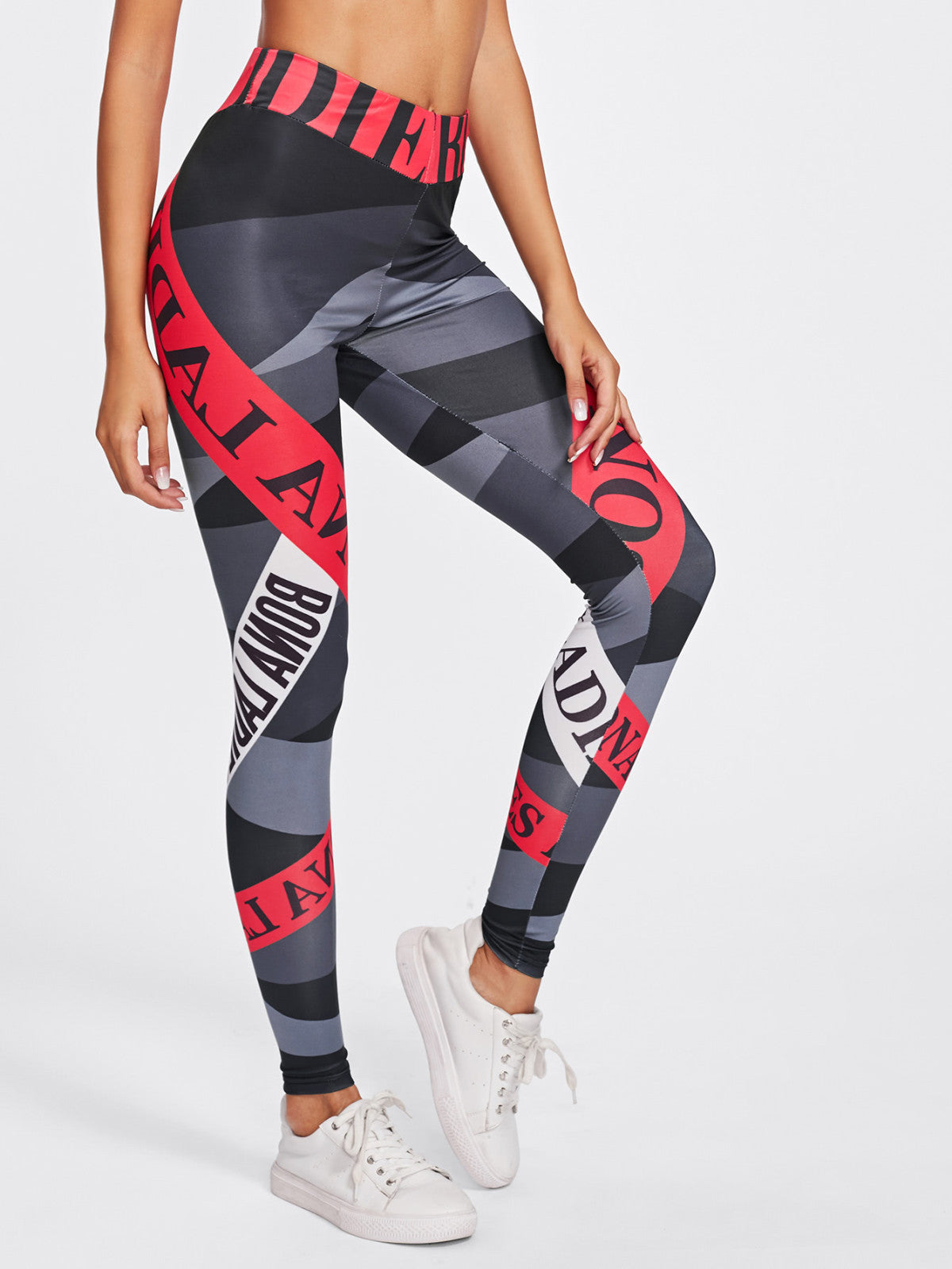 Alphabet print yoga leggings