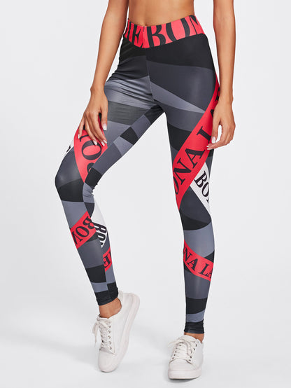 Alphabet print yoga leggings