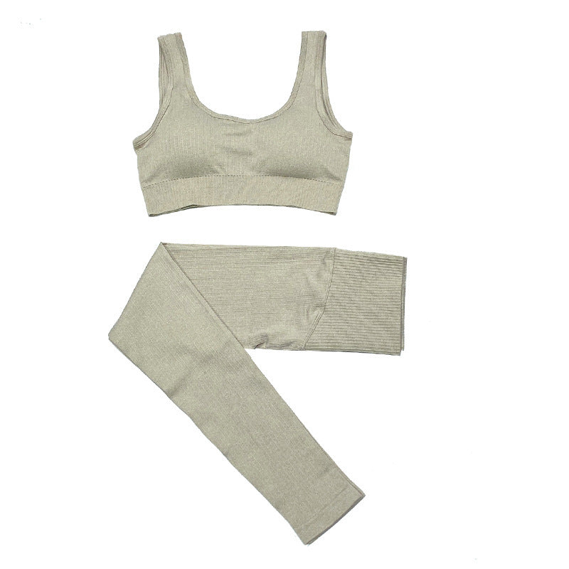 Seamless Shaping Sports Bra Quick Dry Strap Vest Yoga Wear Set