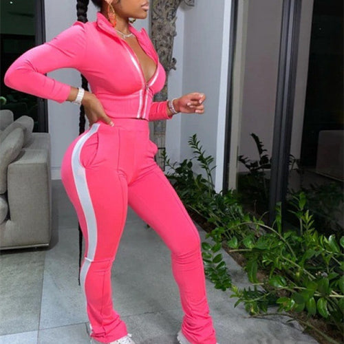 Casual Fashion Women's Wear Pocket Sports Two-piece Set