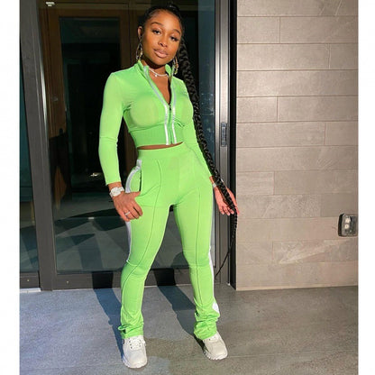 Casual Fashion Women's Wear Pocket Sports Two-piece Set