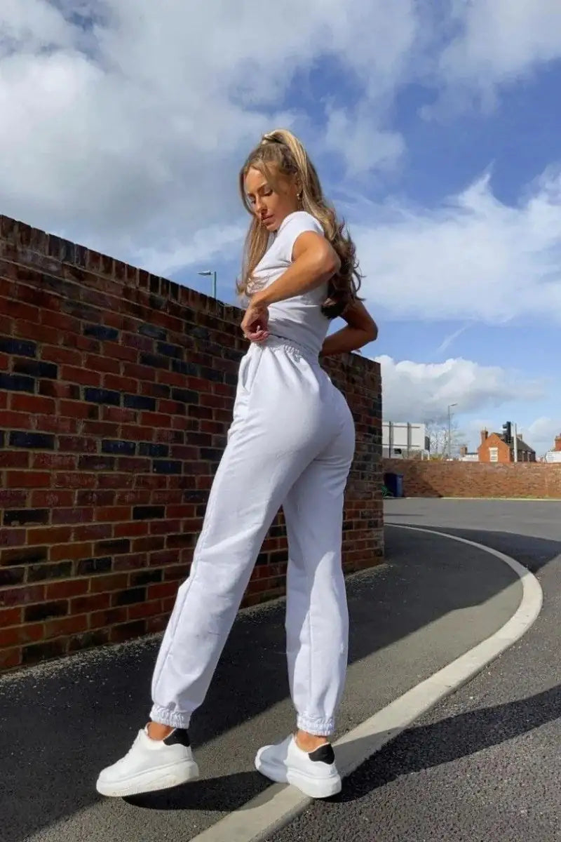 WHITE TIE WAIST OVERSIZED JOGGERS