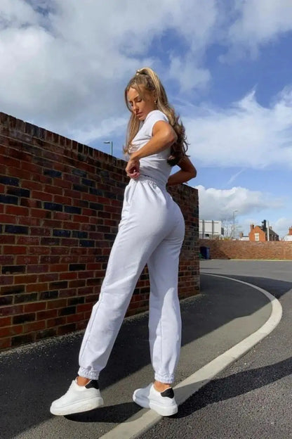 WHITE TIE WAIST OVERSIZED JOGGERS