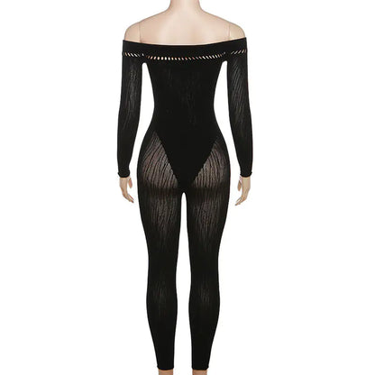 Twin Flame Off Shoulder Cutout Mesh Body Suit