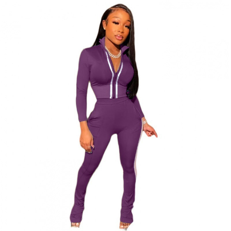 Casual Fashion Women's Wear Pocket Sports Two-piece Set