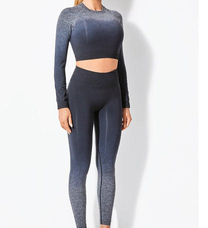 Yoga Wear Long Sleeve Suit Women Seamless Gradient Fitness Wear