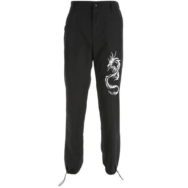 Dragon Embroidered Gothic Joggers