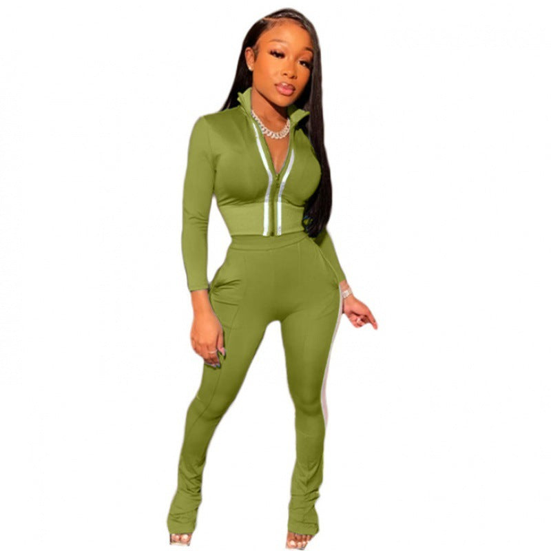 Casual Fashion Women's Wear Pocket Sports Two-piece Set