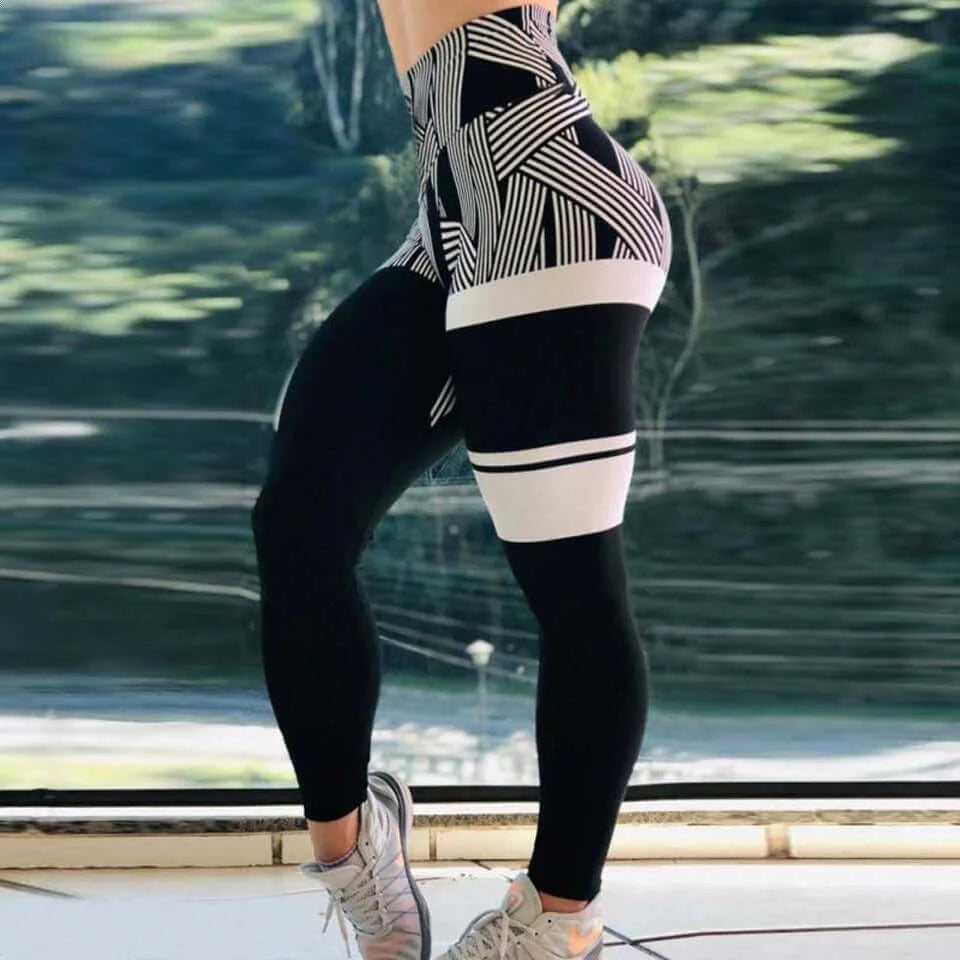 geometric high-waist performance leggings