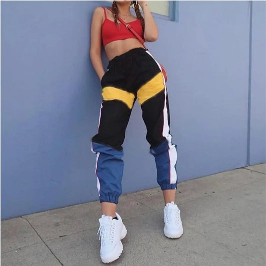 High Waist Patchwork Joggers