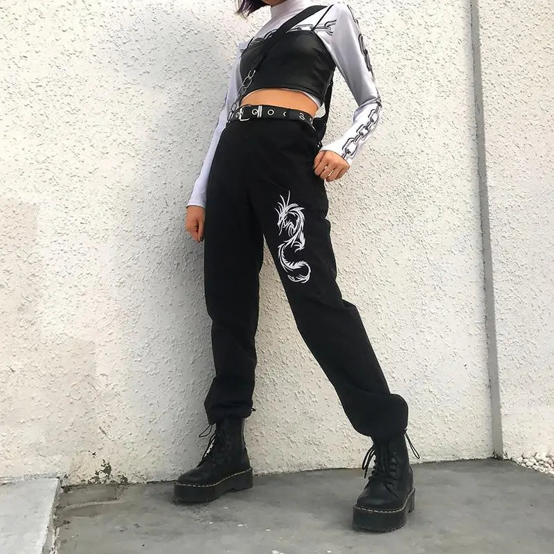 Dragon Embroidered Gothic Joggers