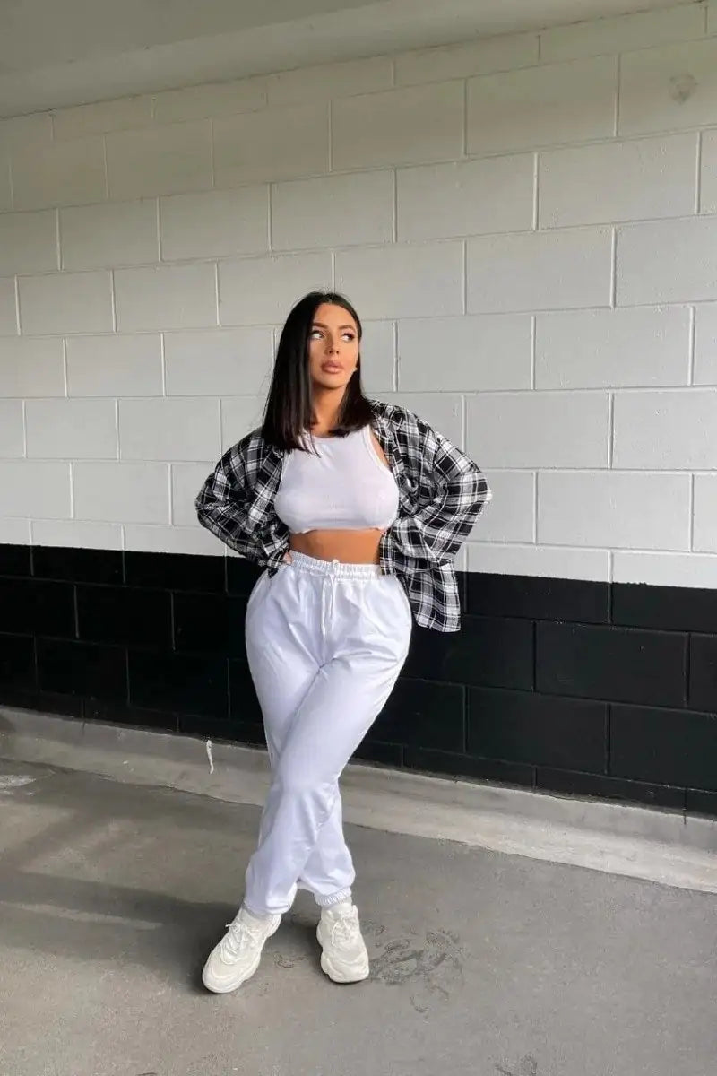 WHITE TIE WAIST OVERSIZED JOGGERS